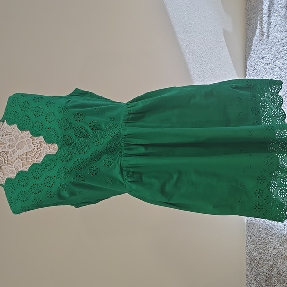 J. CREW Kelly Green Eyelet Dress Sz 12 - Picture 7 of 12
